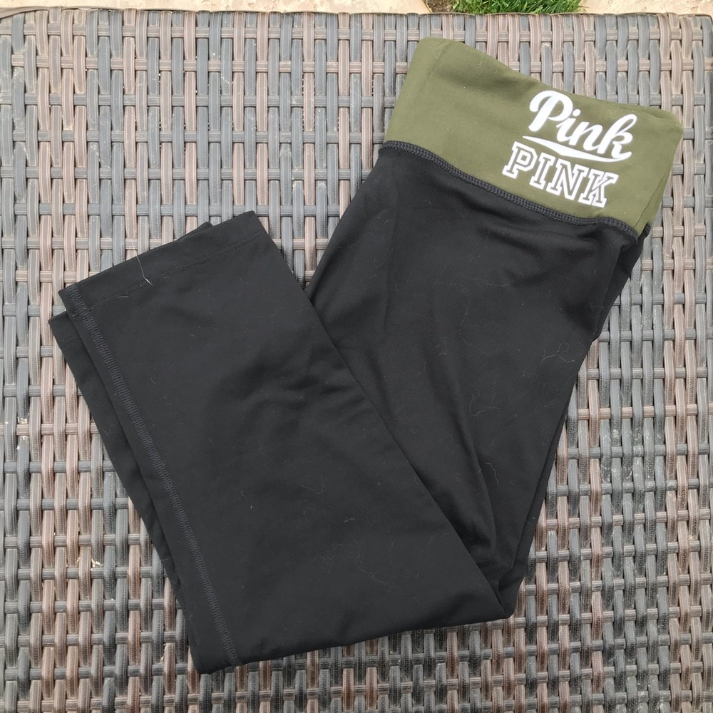 VS PINK Olive Green/Black Capri Legging - Picture 1 of 5